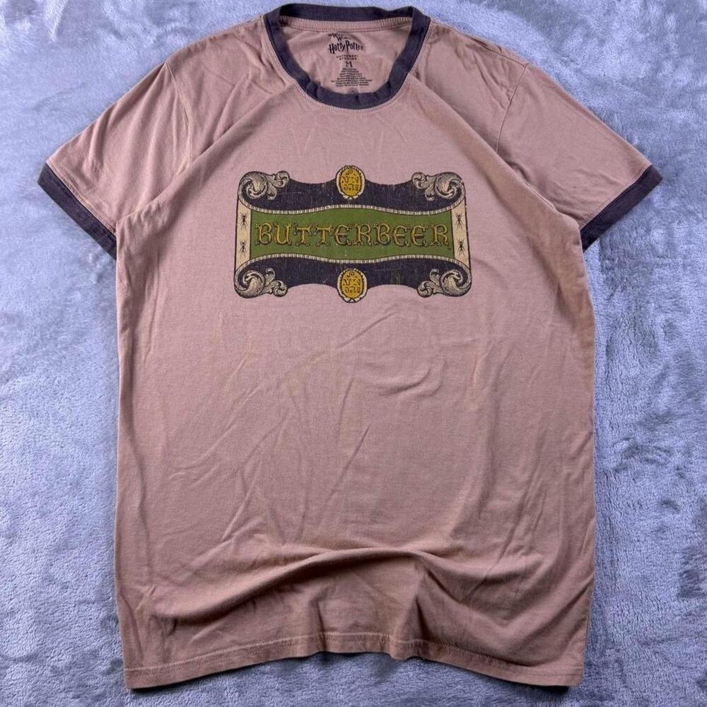 Harry Potter Universal Studios Butterbeer TShirt Mens M Brown Ringer Graphic Tee